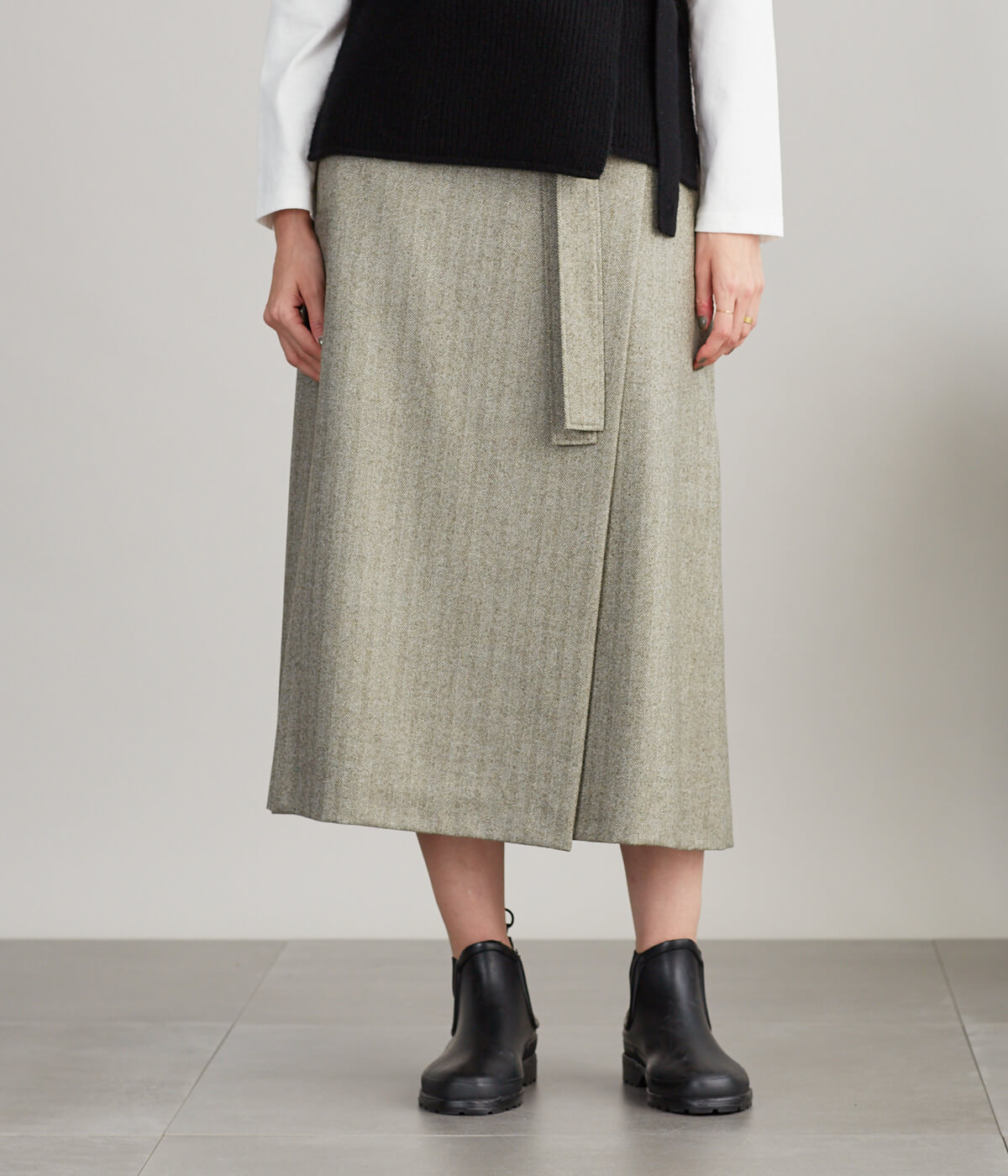 [CERRUTI]Virgin Wool ラップフレアスカート