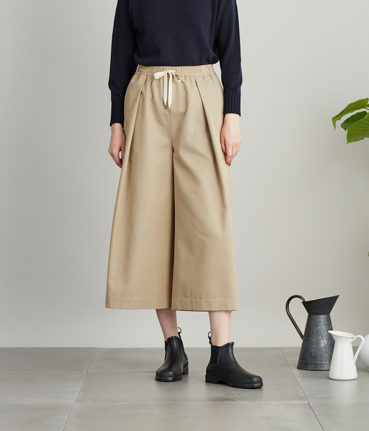 Organic Cotton Wool Gabardine　ロングキュロット