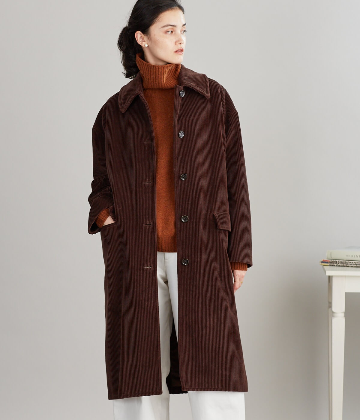 Cotton Cashmere Corduroy ビッグカラーオーバーコート