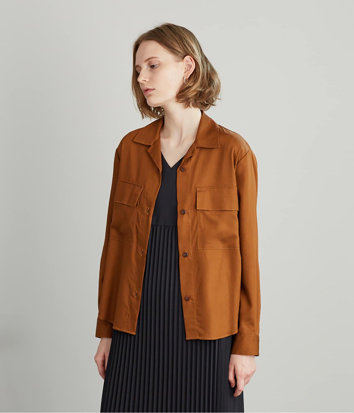 Washable Rayon Twill オープンカラーシャツ
