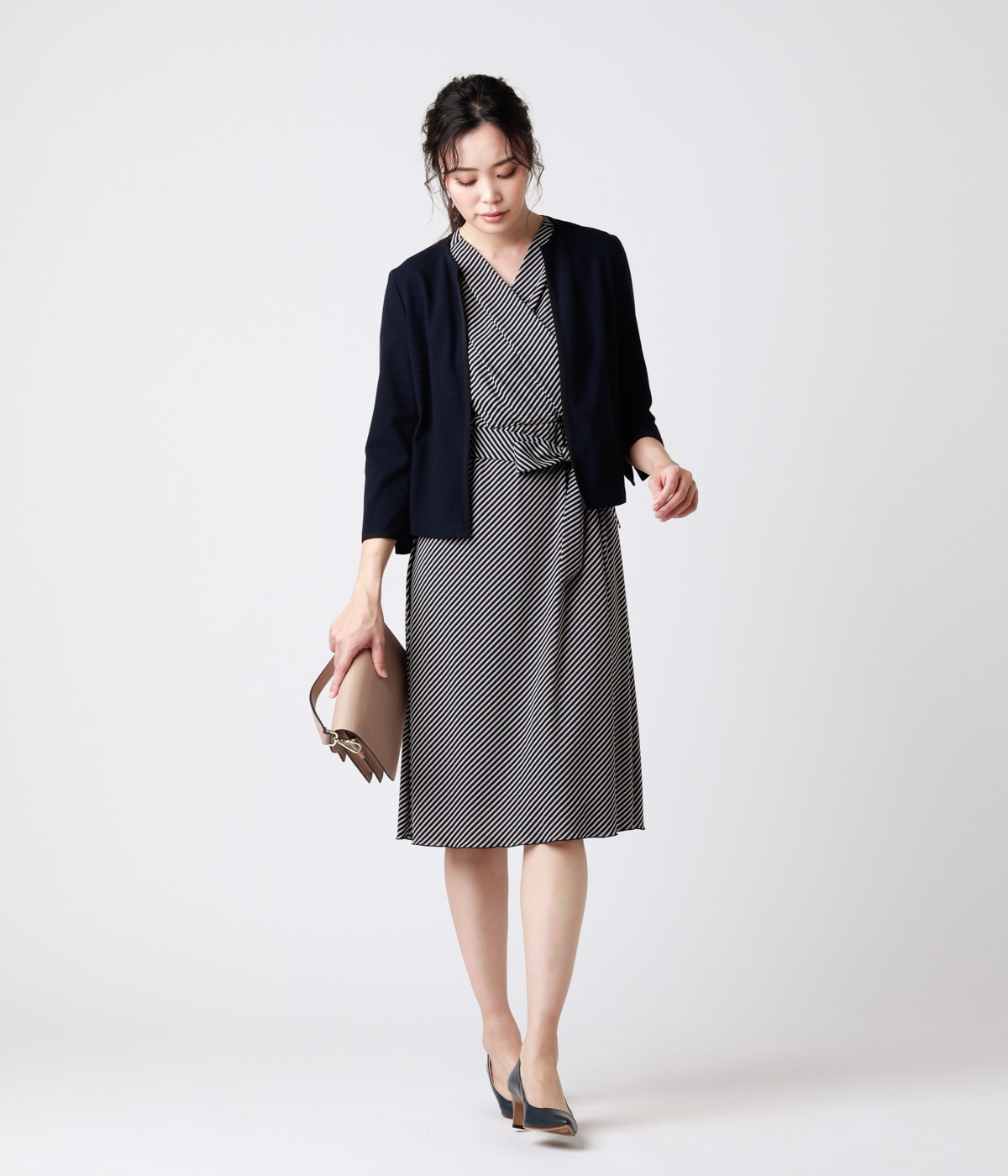 バイヤス柄プリントジャージー カシュクールワンピース ファッション通販のny Online