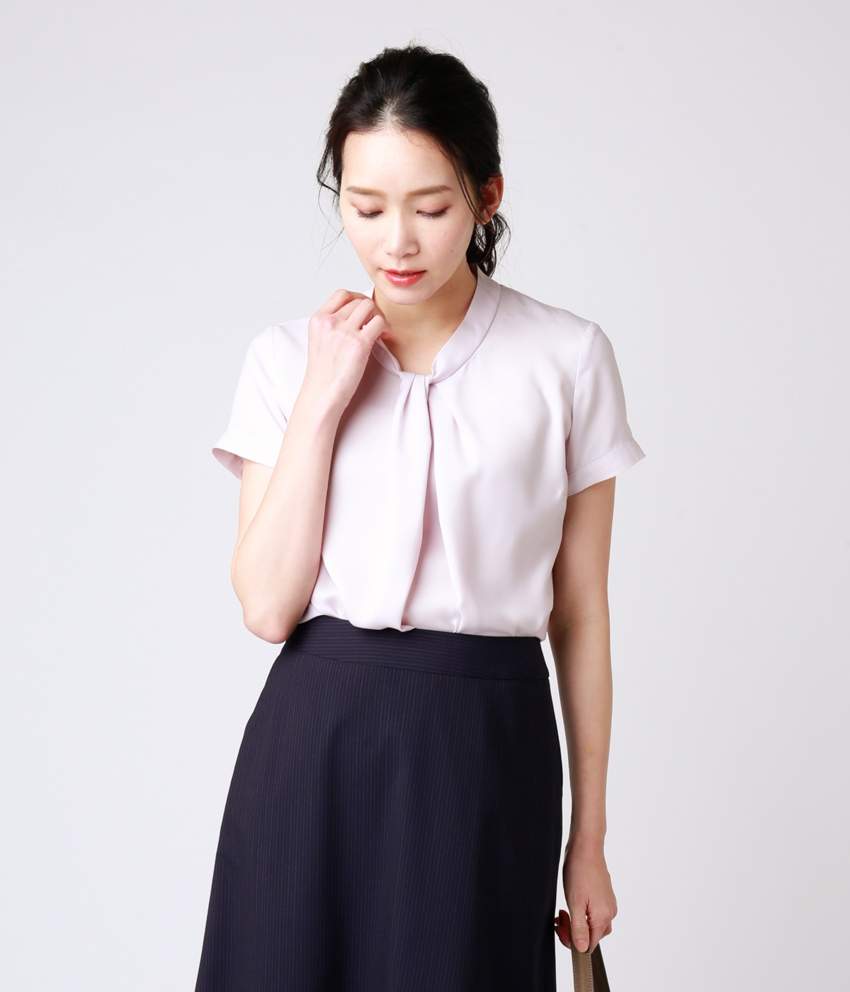 L ボウタイ風デザイン半袖ブラウス スーツインナー対応 ファッション通販のny Online