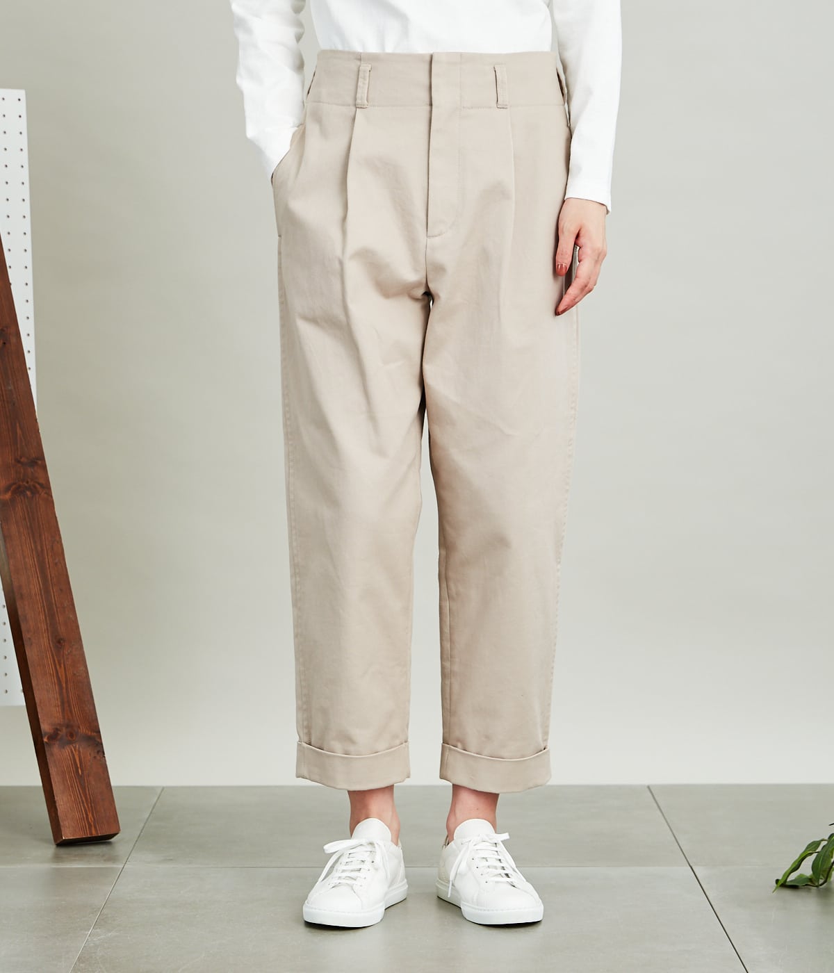 Organic Cotton Drill ハイウエストタックパンツ