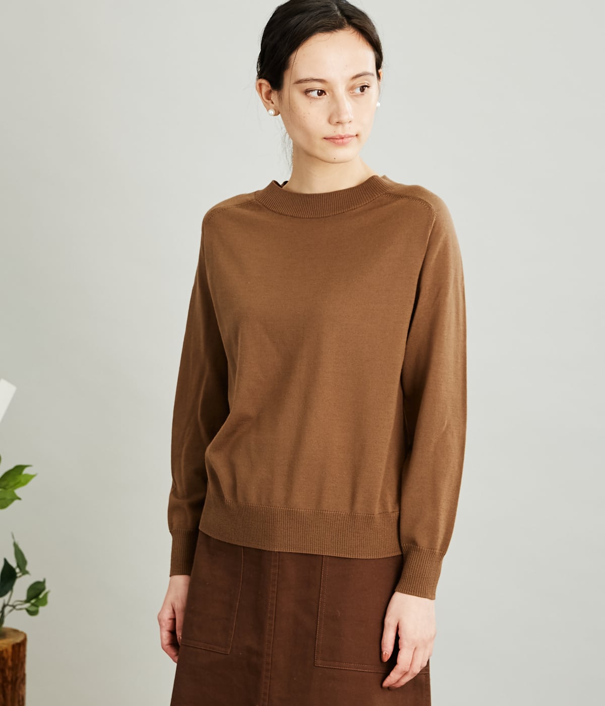 WASHABLE CASH WOOL モックネックニットプルオーバー
