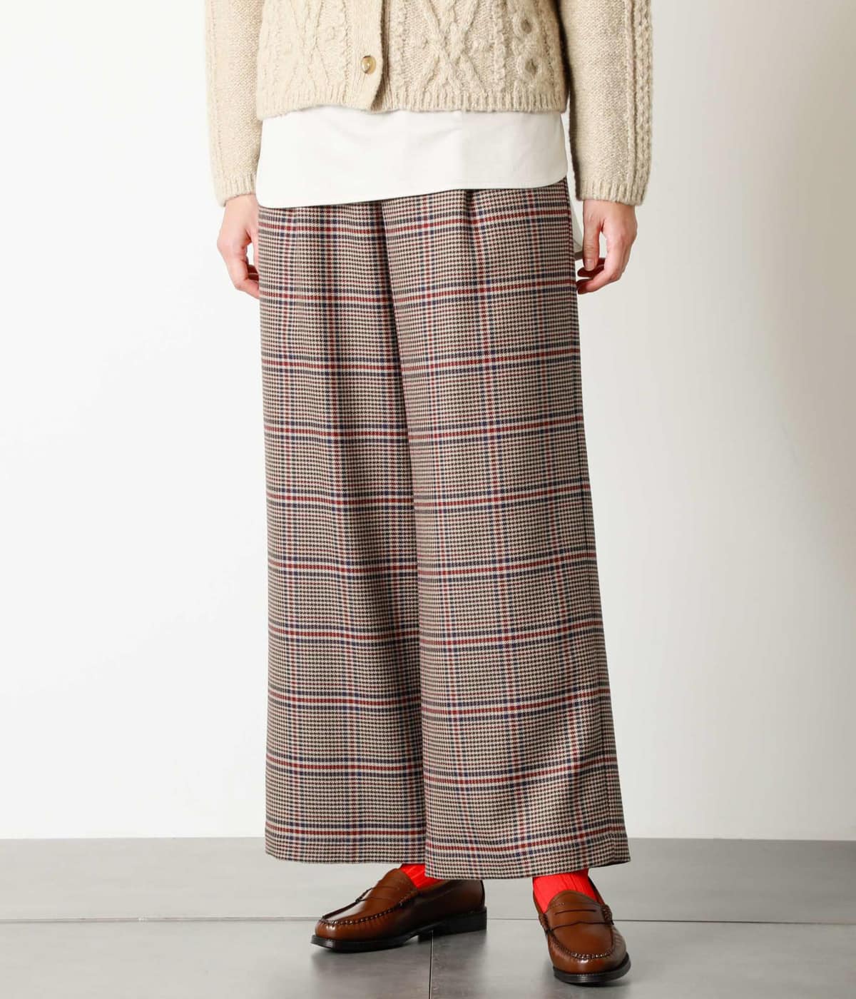 ウールクラシカルチェック タックワイドパンツ 21 ファッション通販のny Online