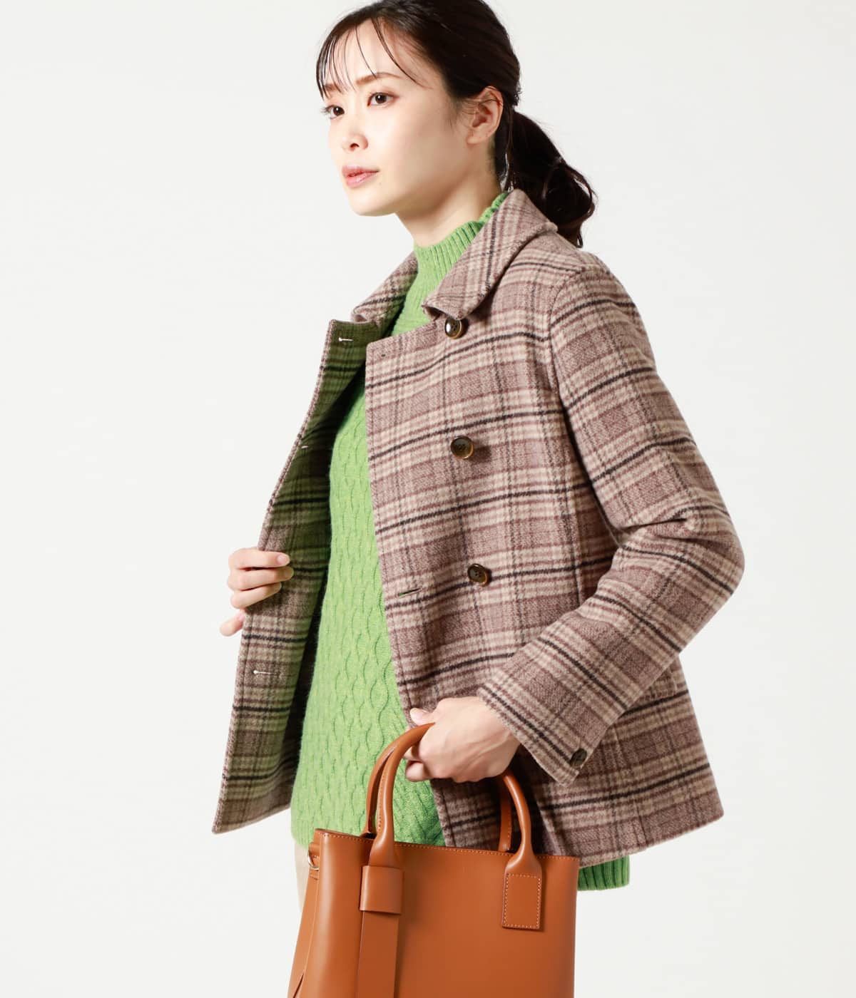 ウールモッサチェック ショートpコート 21 ファッション通販のny Online