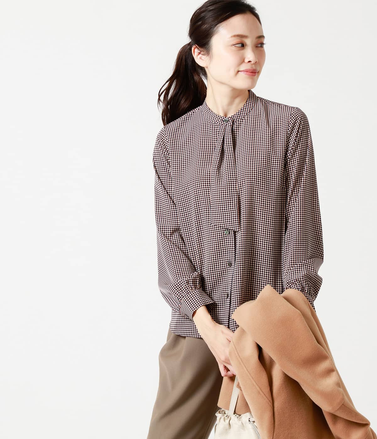 千鳥柄プリント タイ付きブラウス 21 ファッション通販のny Online 千鳥柄プリント タイ付きブラウス 21 ファッション通販のny Online