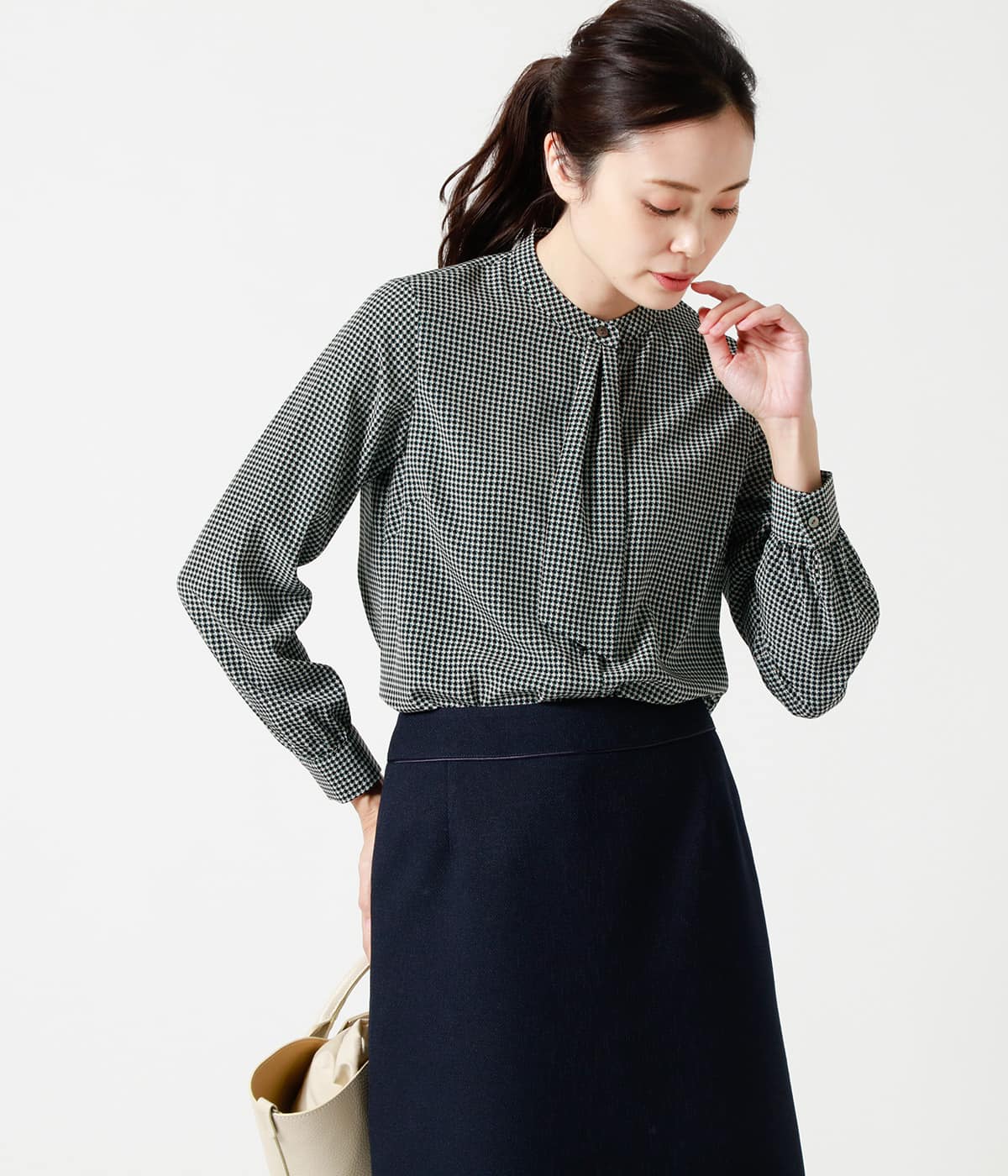 千鳥柄プリント タイ付きブラウス 21 ファッション通販のny Online 千鳥柄プリント タイ付きブラウス 21 ファッション通販のny Online