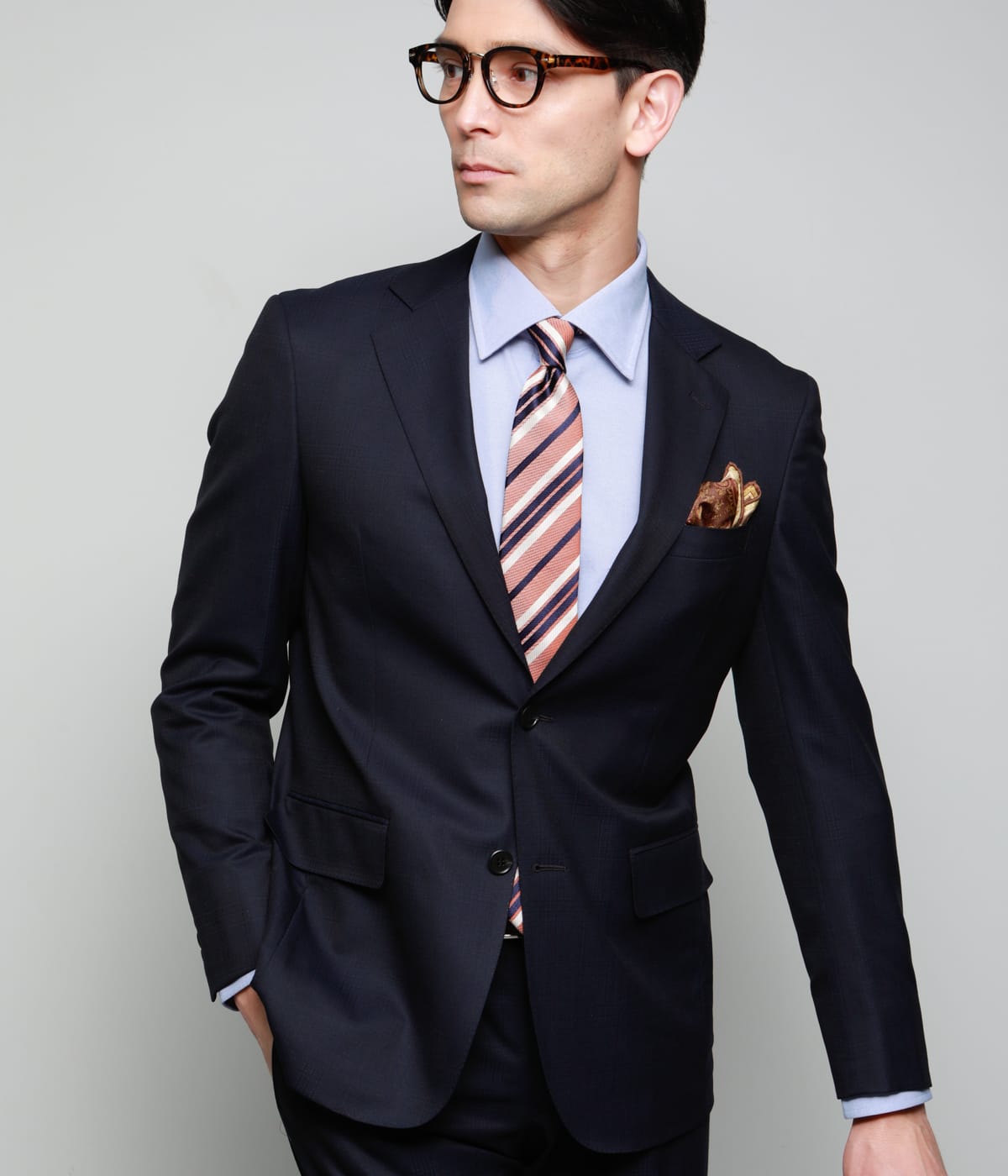 【BUNGY CLOTH(撥水・ストレッチ・防シワ)】ジオメトリックチェック ライトウェイトマンハッタンモデルジャケット(2ボタン・セットアップ対応)