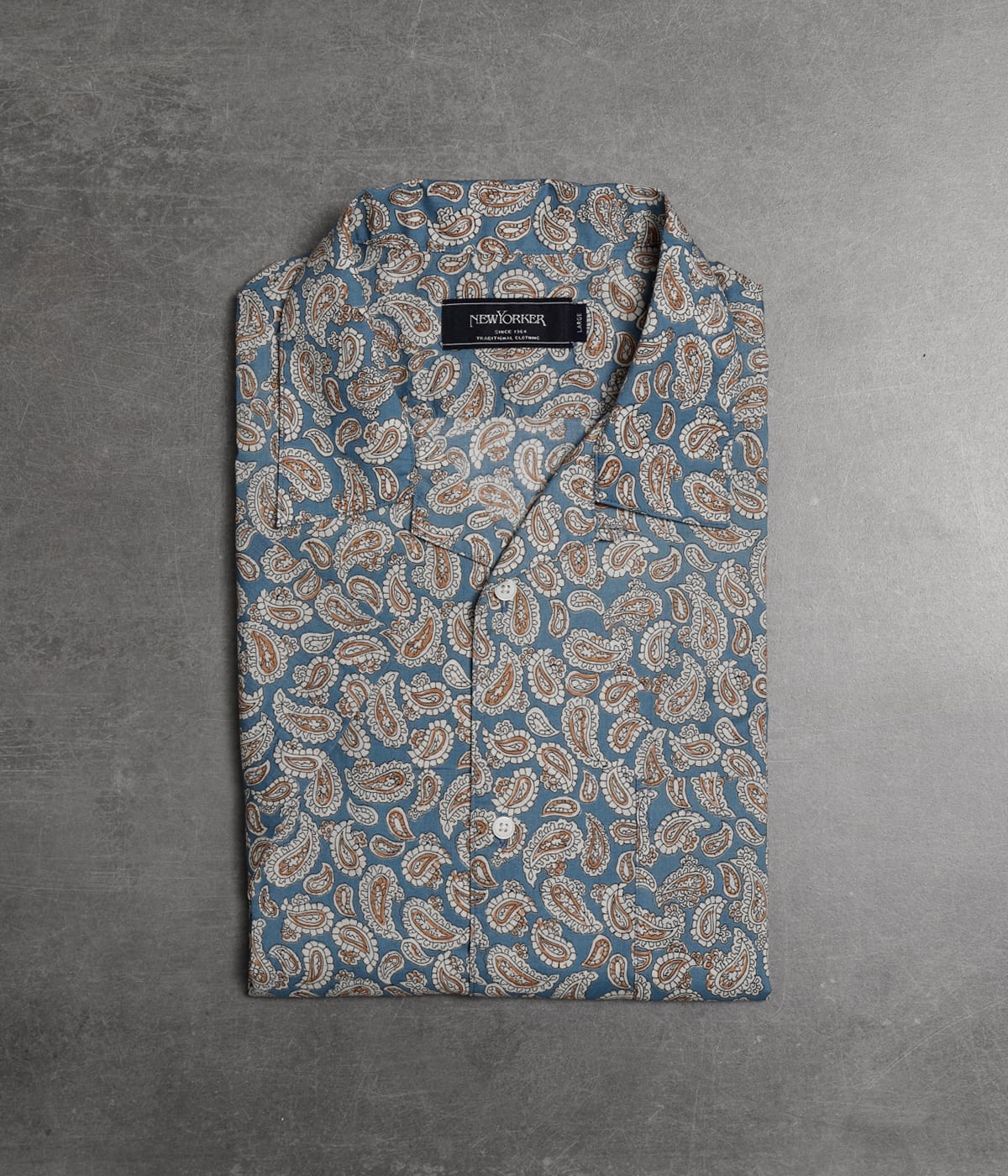 ペイズリープリント 半袖オープンカラーシャツ