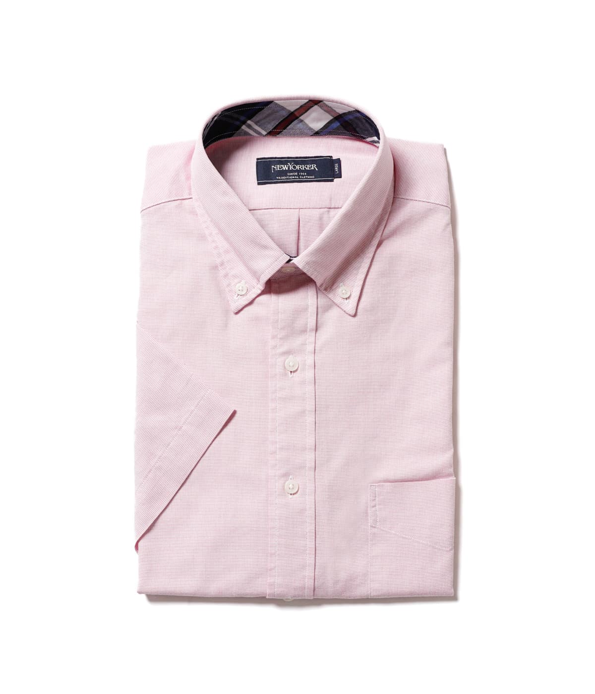 【COOL COMFORT(吸水速乾)】シャンブレーピンチェック 半袖ショートボタンダウンシャツ