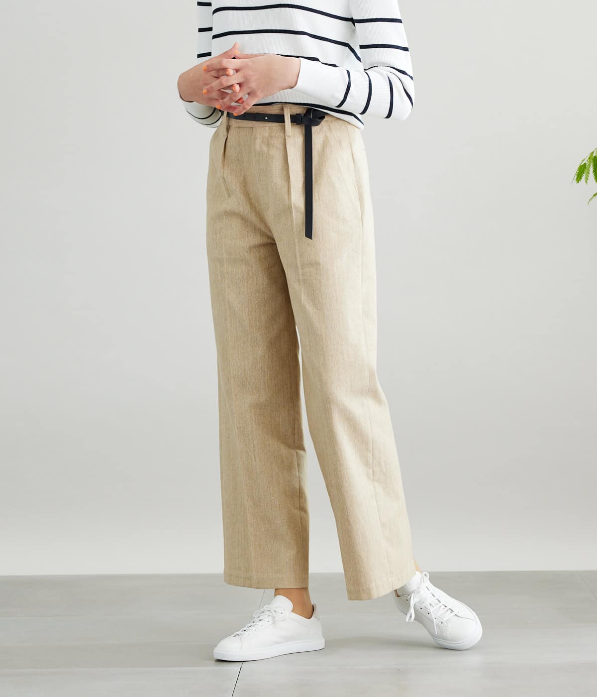 Cotton Linen Melange Twill バックスリットパンツ