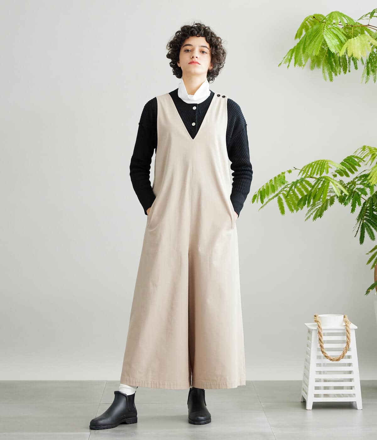 High Twist Cotton Twill ワイドシルエットサロペット