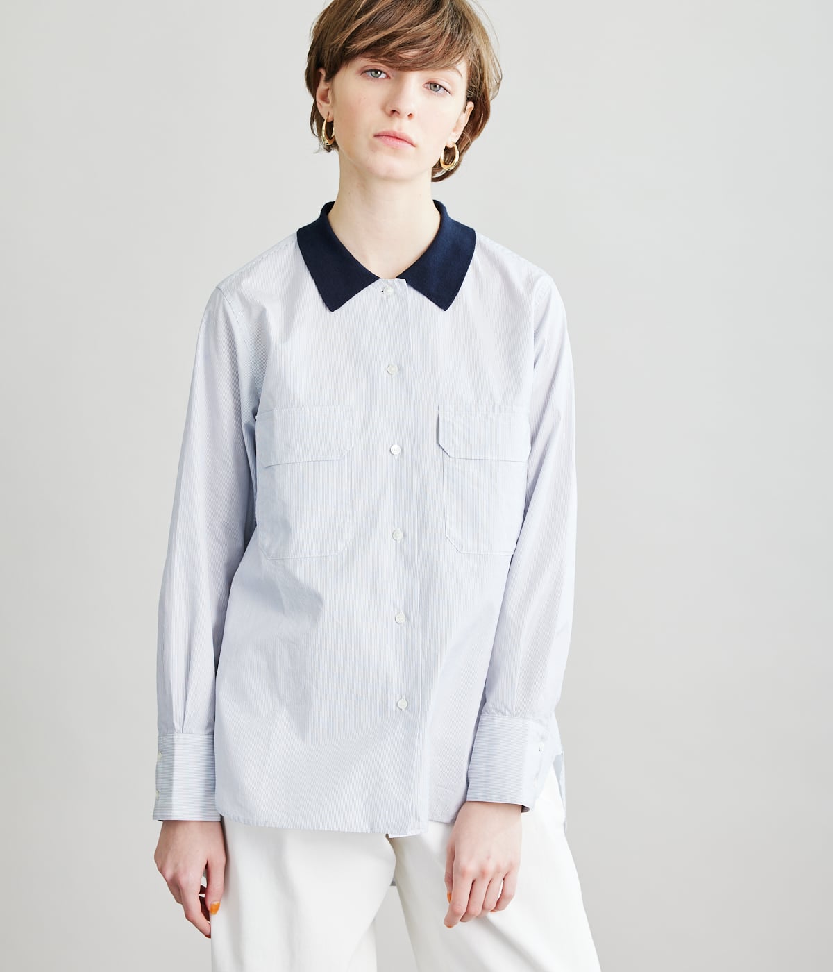 Egyptian Cotton Stripe Poplin チュニックシャツ