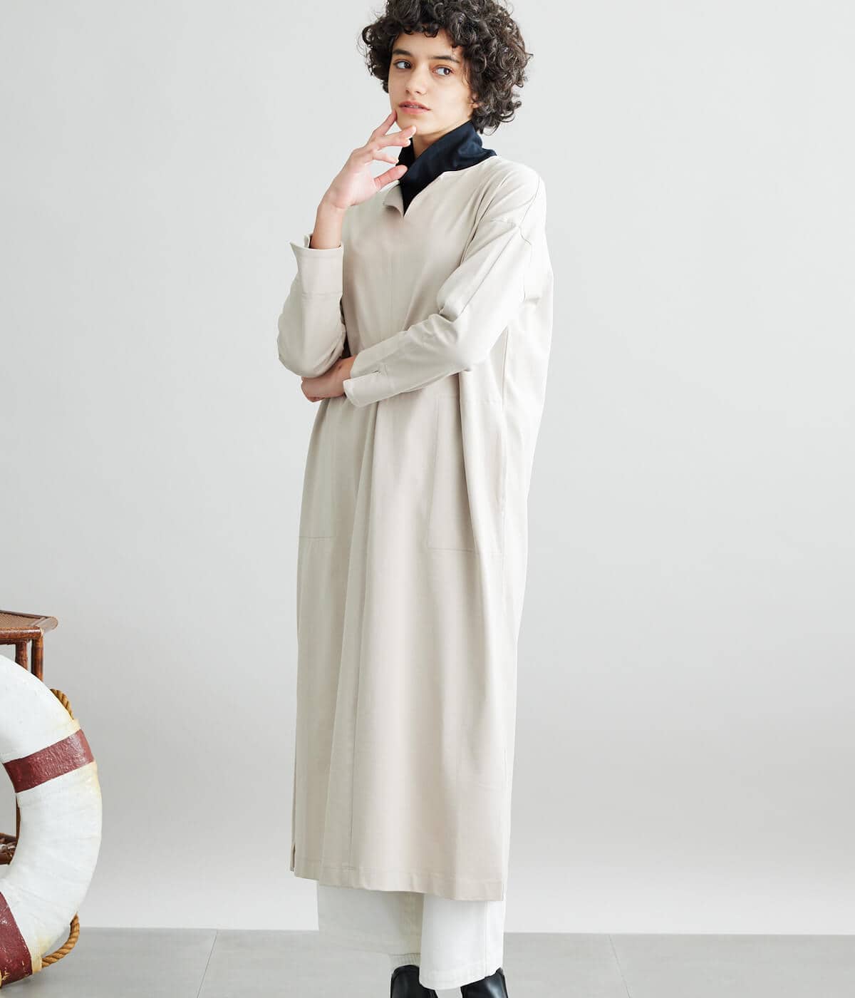 [Lotus] Suvin Cotton Plating Jersey フルレングスワンピース