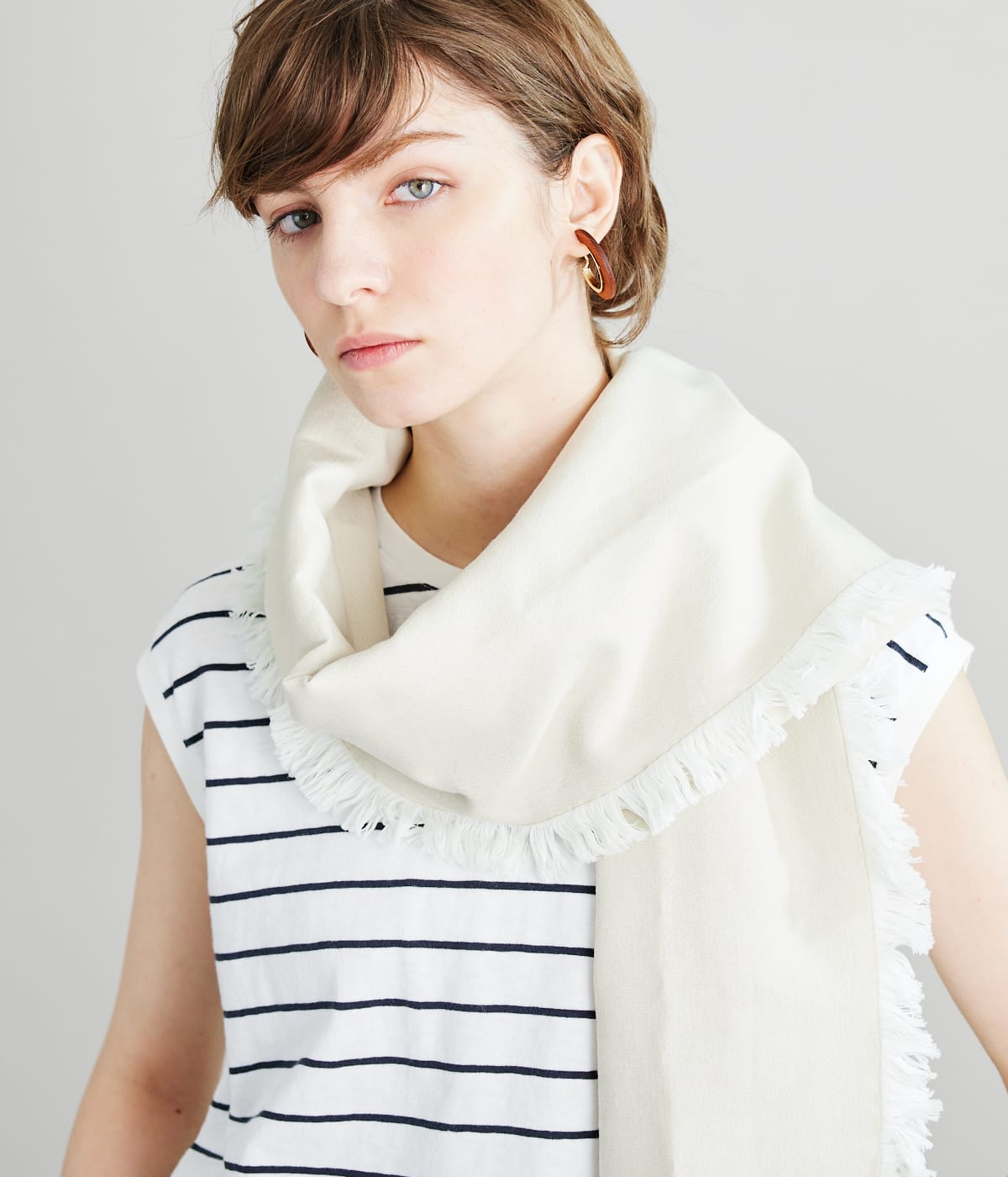 ○ASAUCE MELERオーガニックコットンシャンブレーストール/グレージュ