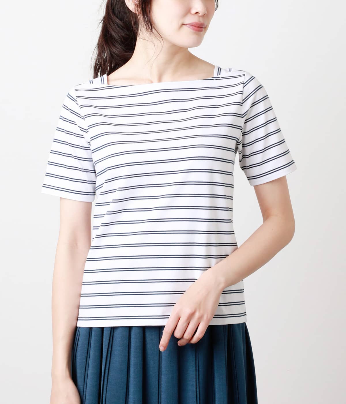 シルケット天竺ボーダー 半袖カットソー(51852722-2021)|ファッション通販のNY.ONLINE シルケット天竺ボーダー 半袖カットソー(51852722-2021)|ファッション通販のNY.ONLINE