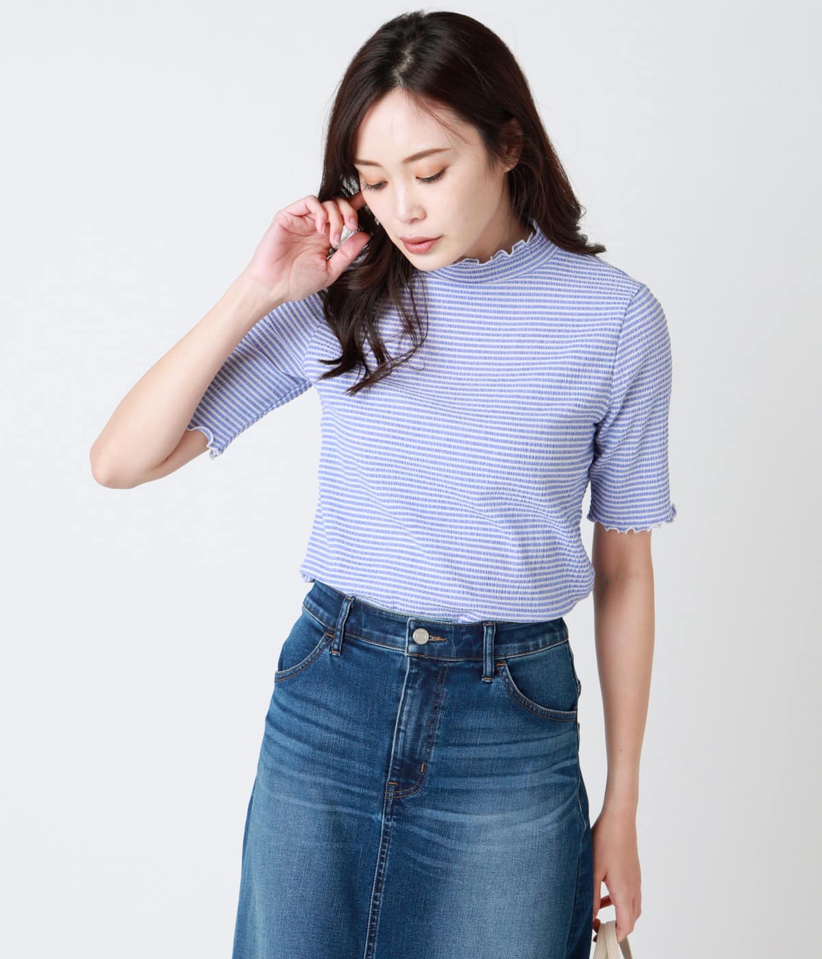 【IVORY LABEL】楊柳シャーリングボーダープルオーバー