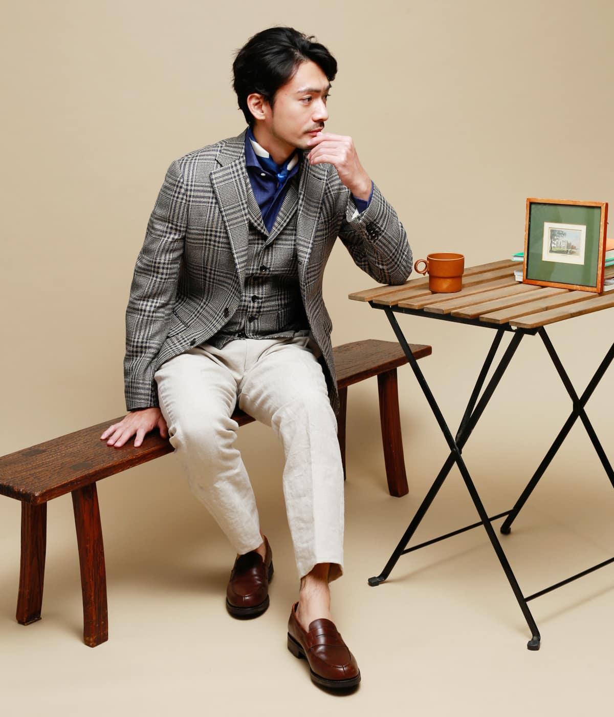 【Loro Piana・LINEN TWEED】グレンチェックジャケット サイドベンツ クロスビーモデル(段返り3ボタン) 【Loro Piana・LINEN TWEED】グレンチェックジャケット サイドベンツ クロスビーモデル(段返り3ボタン)
