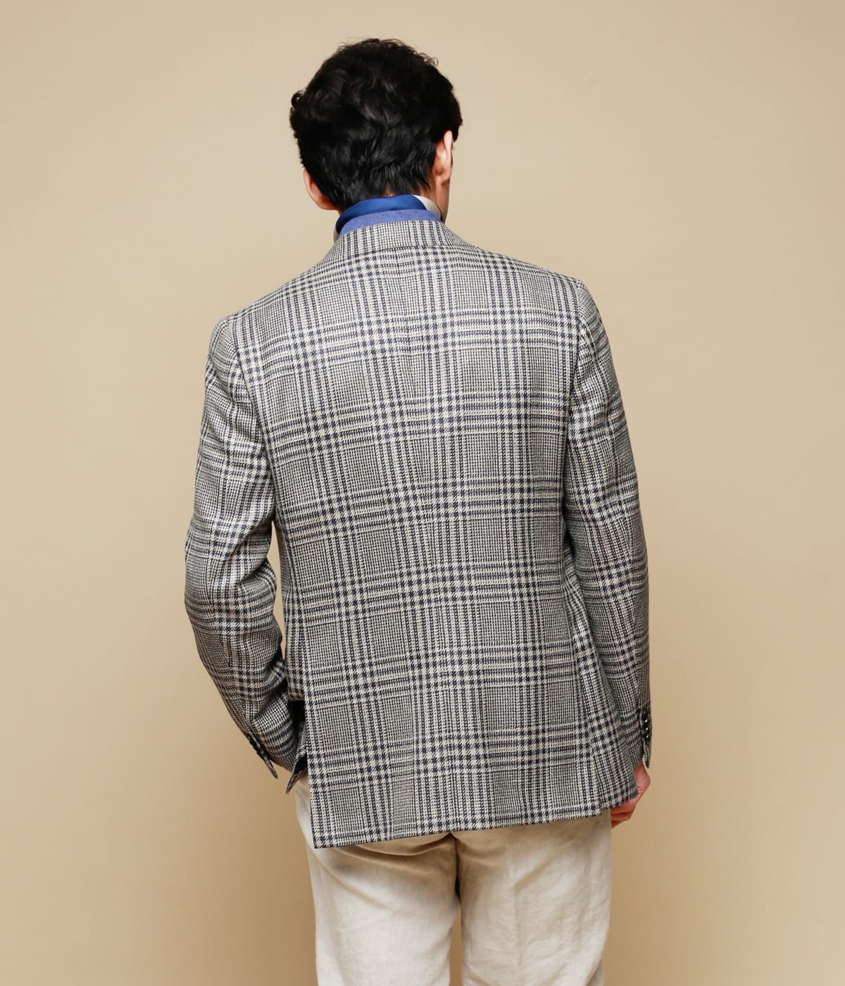 【Loro Piana・LINEN TWEED】グレンチェックジャケット サイドベンツ クロスビーモデル(段返り3ボタン) 【Loro Piana・LINEN TWEED】グレンチェックジャケット サイドベンツ クロスビーモデル(段返り3ボタン)