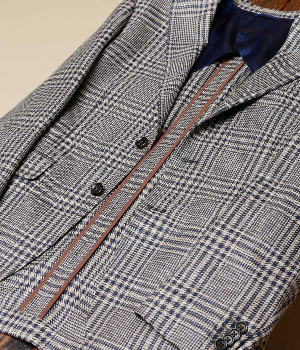 【Loro Piana・LINEN TWEED】グレンチェックジャケット サイドベンツ クロスビーモデル(段返り3ボタン) 【Loro Piana・LINEN TWEED】グレンチェックジャケット サイドベンツ クロスビーモデル(段返り3ボタン)