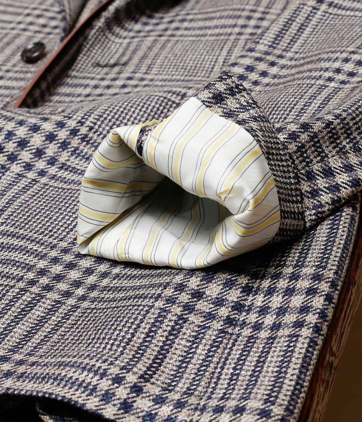 【Loro Piana・LINEN TWEED】グレンチェックジャケット サイドベンツ クロスビーモデル(段返り3ボタン) 【Loro Piana・LINEN TWEED】グレンチェックジャケット サイドベンツ クロスビーモデル(段返り3ボタン)