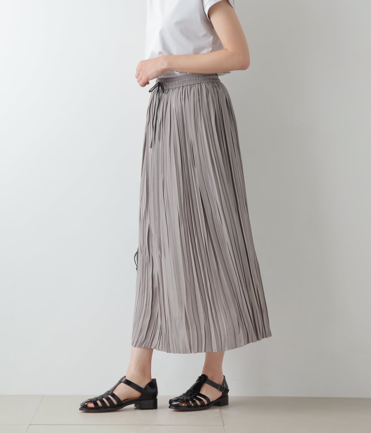 【WEB限定】ma couleur（マ クルール） 強撚ツイル ギャザープリーツスカート