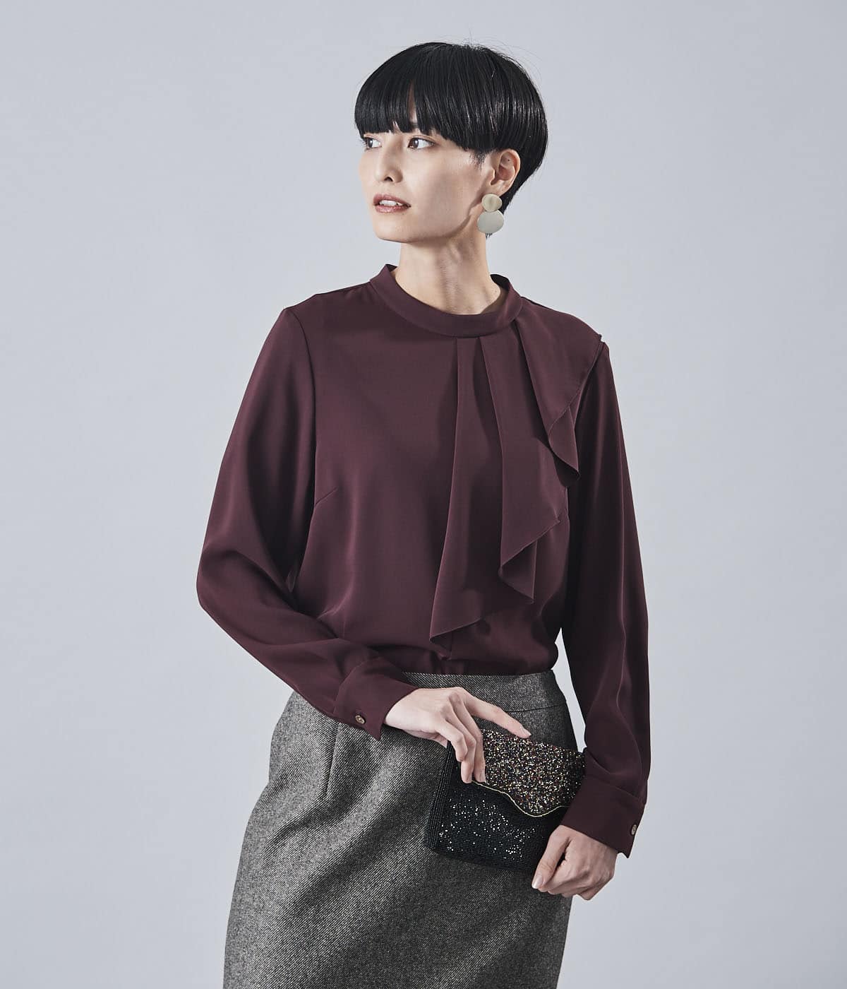 マットサテン アシンメトリードレープブラウス(26626211-2022)｜ファッション通販のNY.ONLINE