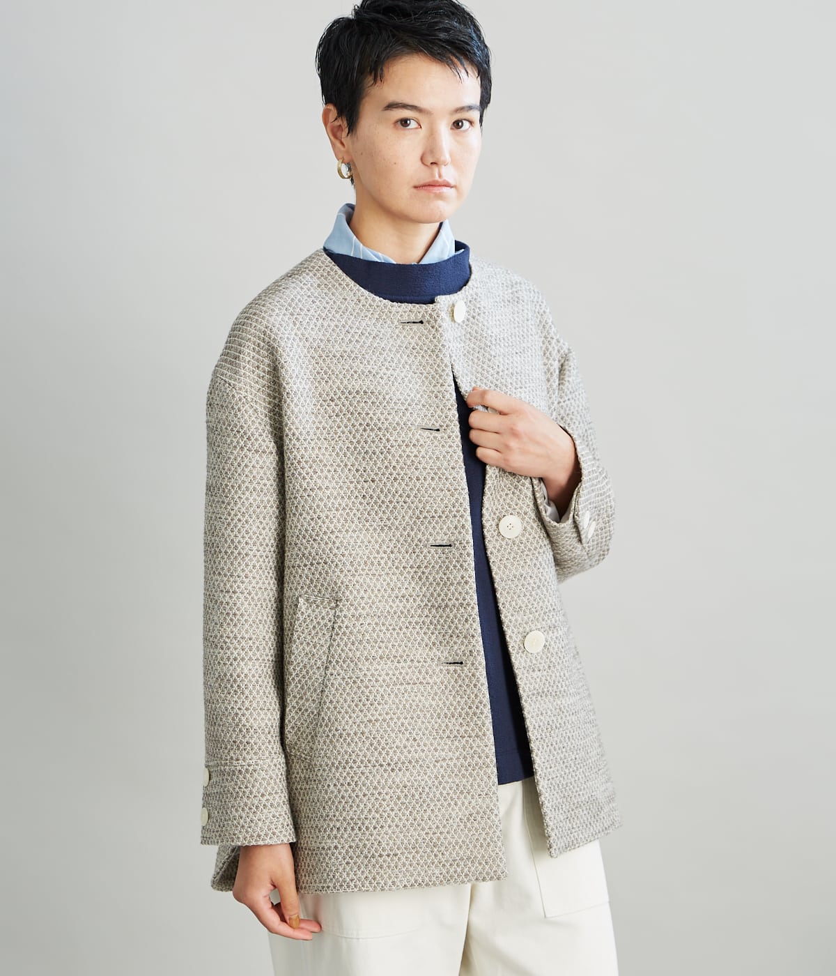 Roving Tweed ノーカラーコート(37556303-2022)|ファッション通販のNY