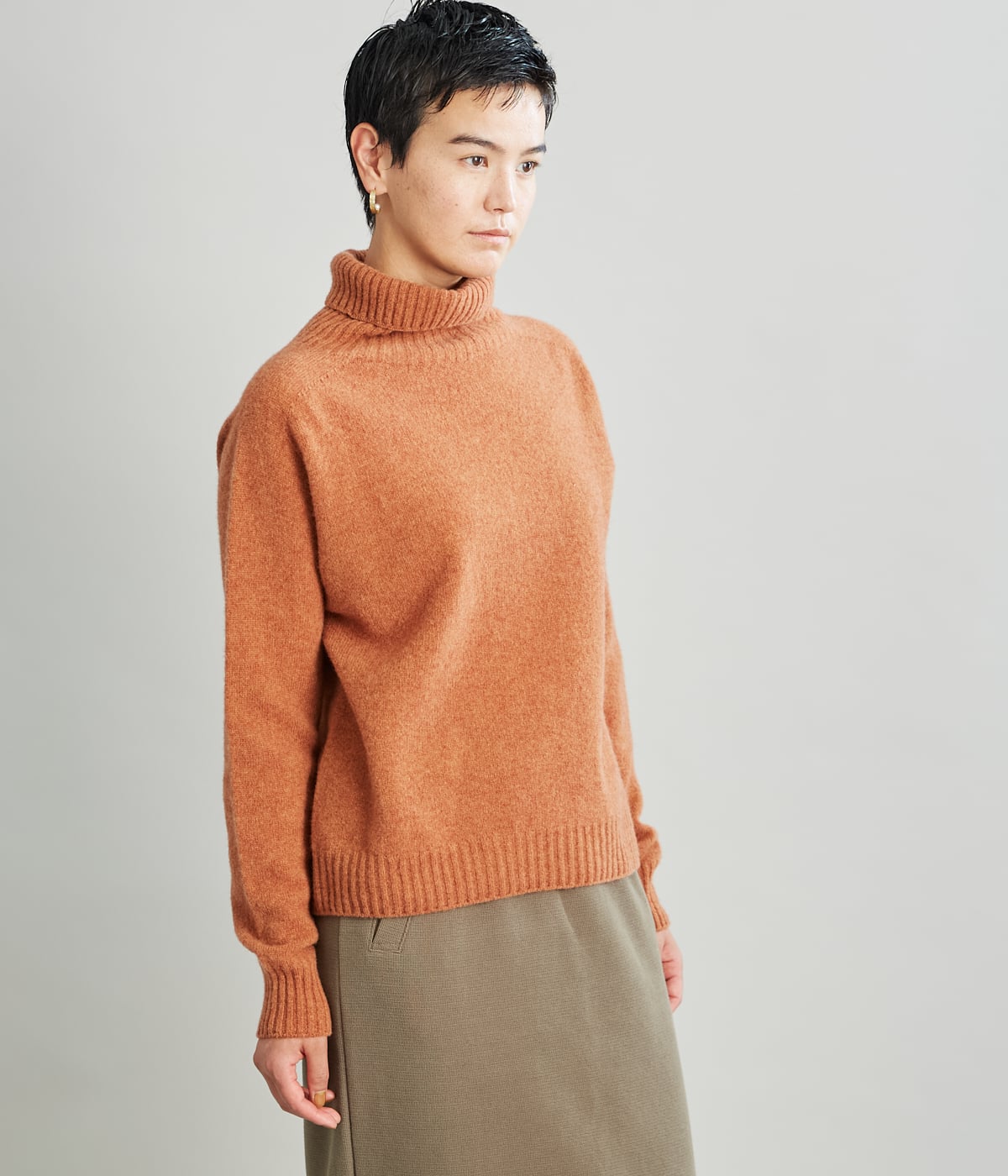 Australia Lamb ハイネックホールガーメントニット