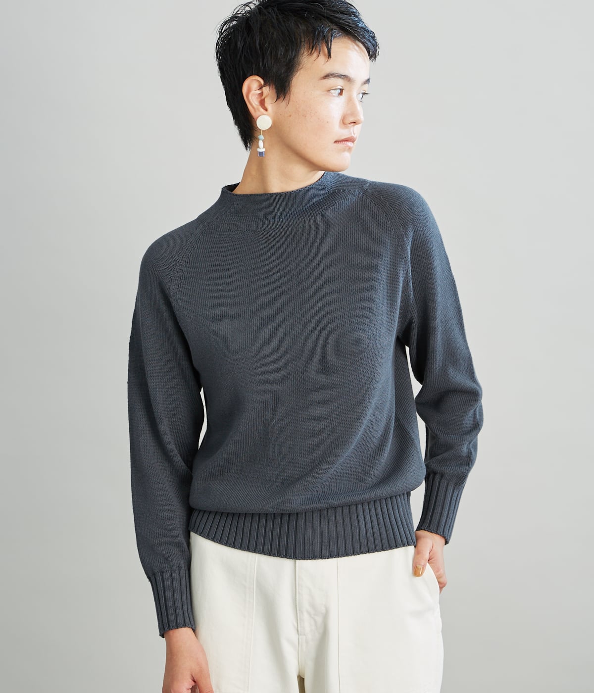 Multi PLY Pima Cotton ボトルネックニット