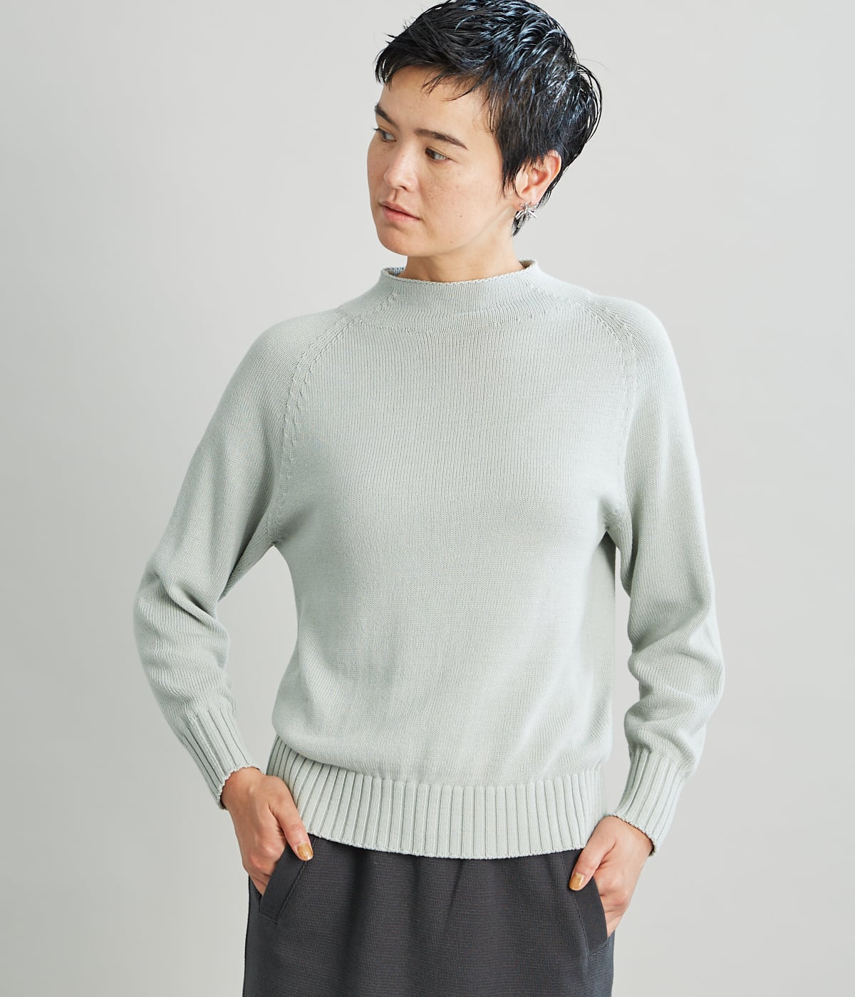 Multi PLY Pima Cotton ボトルネックニット