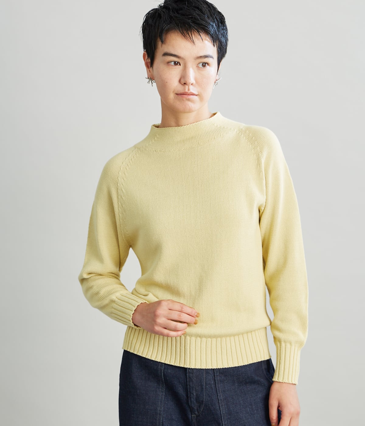 Multi PLY Pima Cotton ボトルネックニット