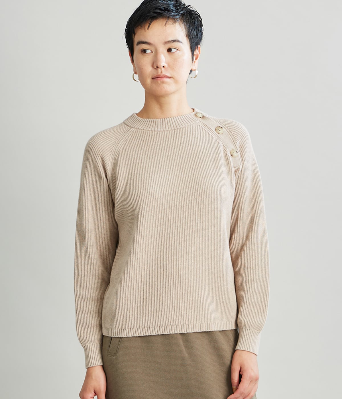 【手洗い可能】Traceable Organic Cotton Wool 片畦ラグランニット
