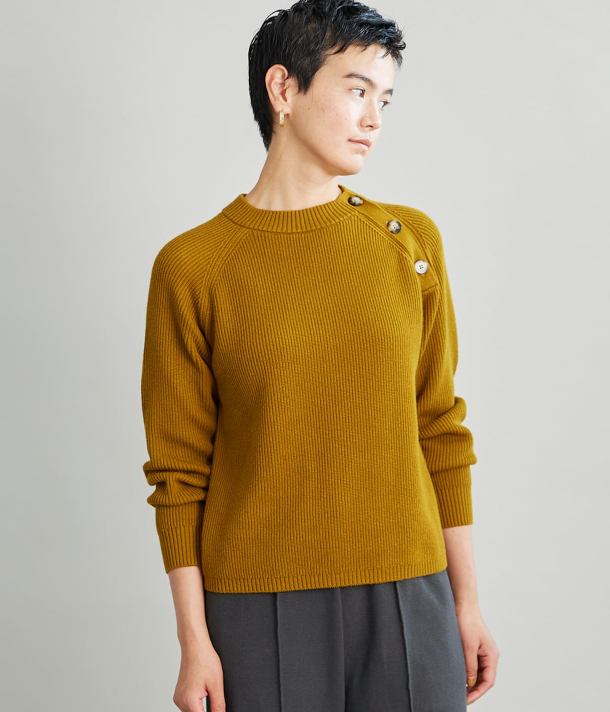 NEWYORKERの【手洗い可能】Traceable Organic Cotton Wool 片畦ラグランニット