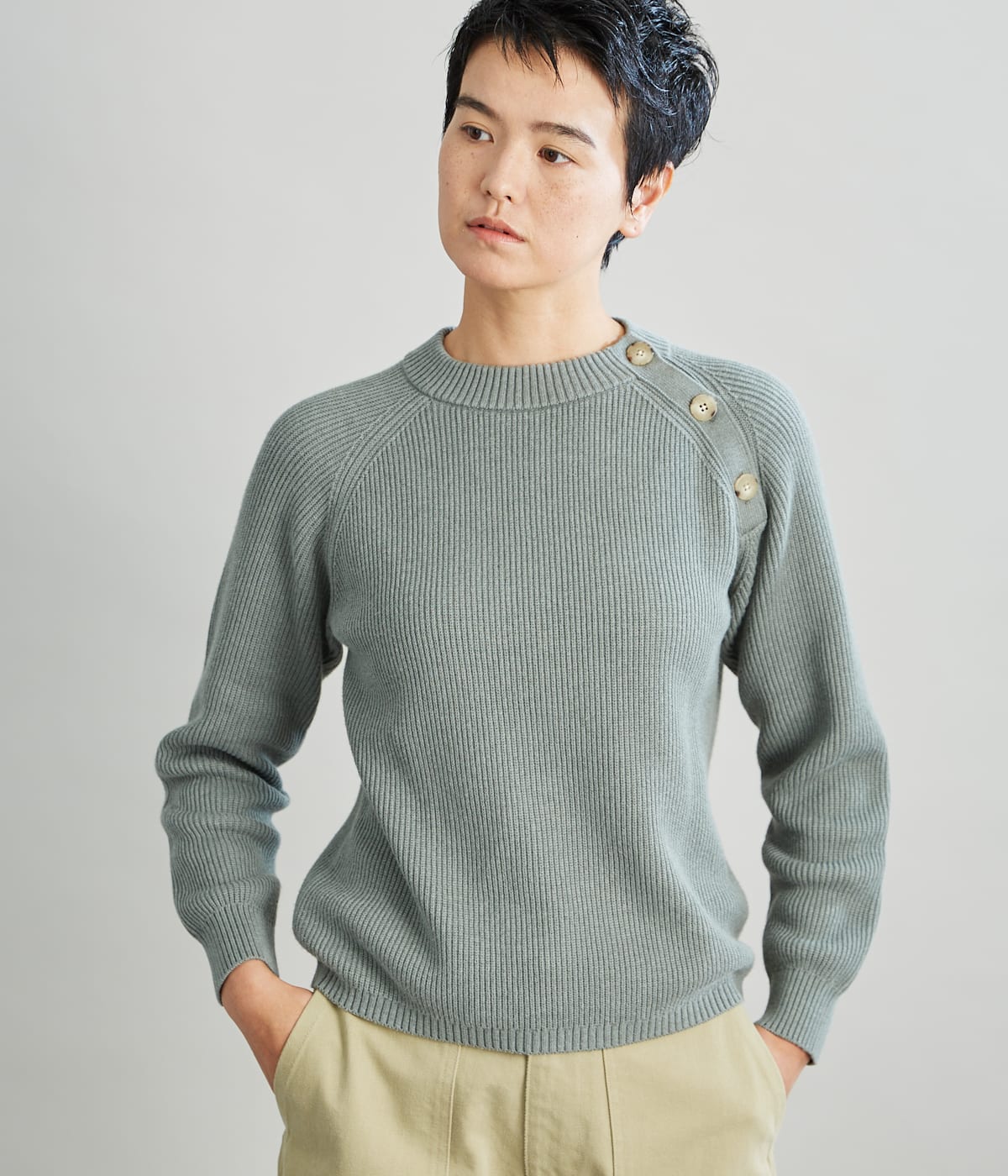 NY.ONLINEの【手洗い可能】Traceable Organic Cotton Wool 片畦ラグランニット