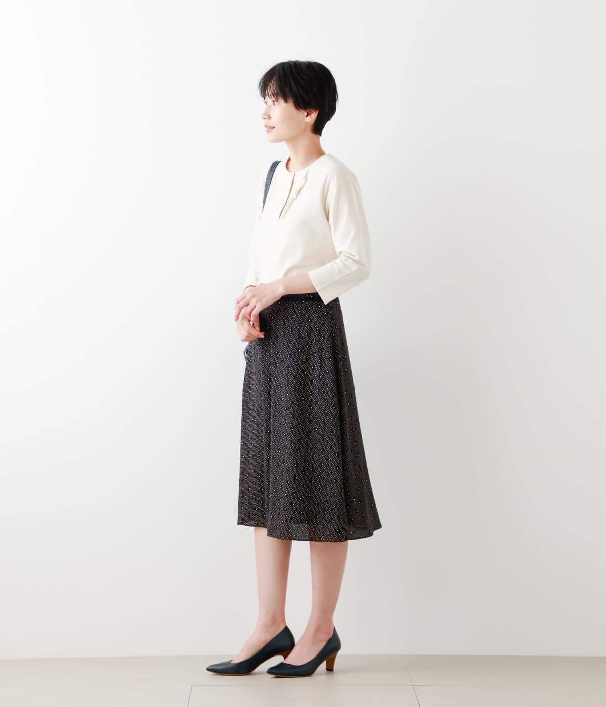 ダイヤドットプリント タックフレアスカート