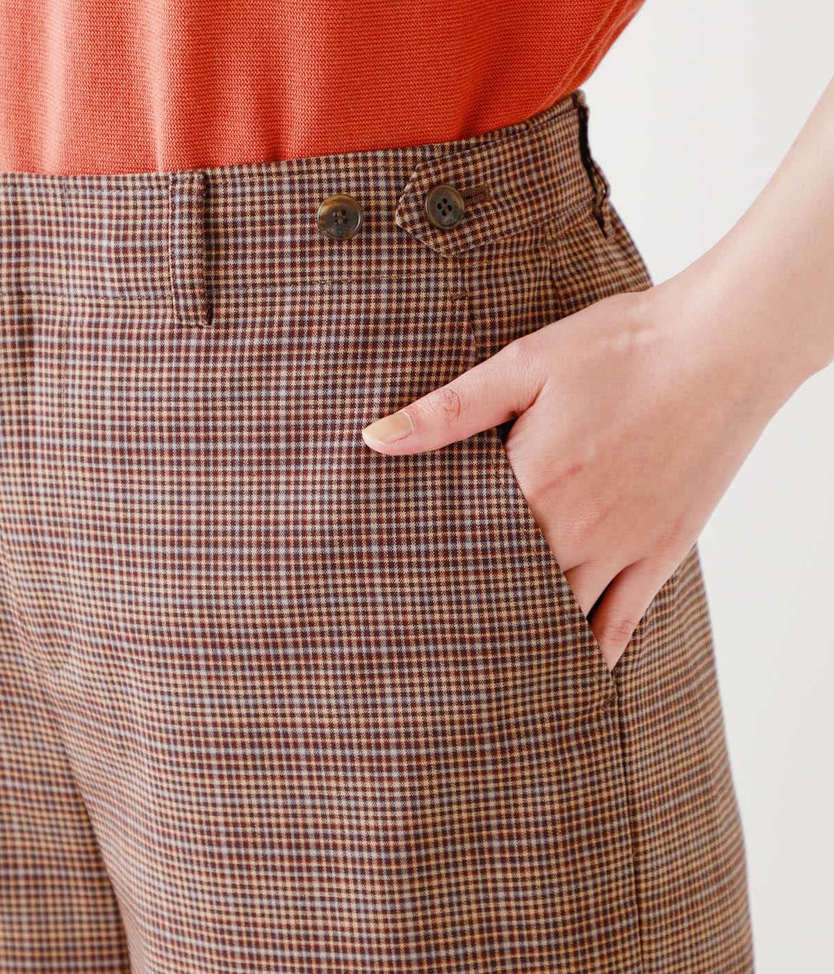 カラードミニチェック クロップドワイドパンツ(51336212-2022 