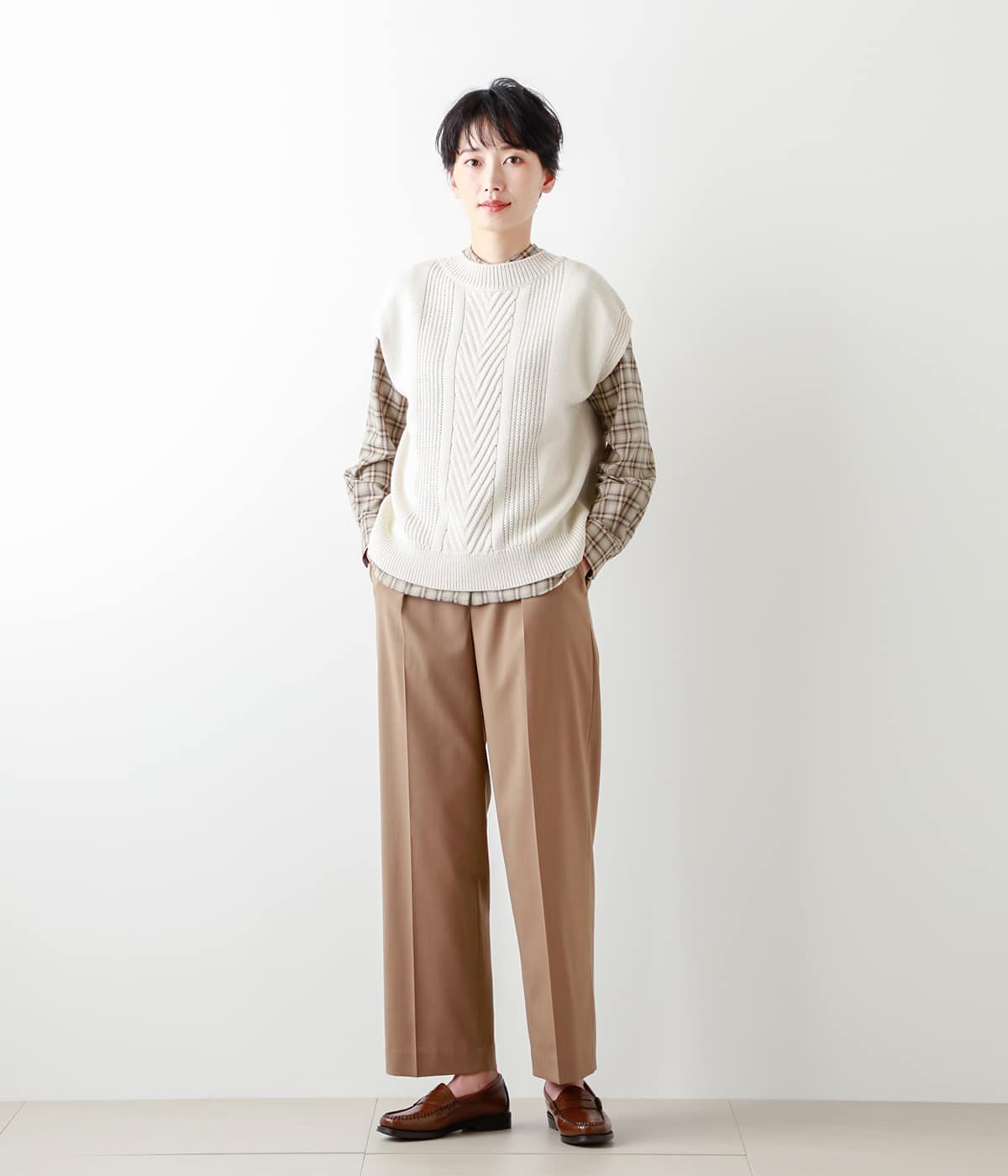 カラフルレトロチェック スタンドカラーシャツ(51616226-2022