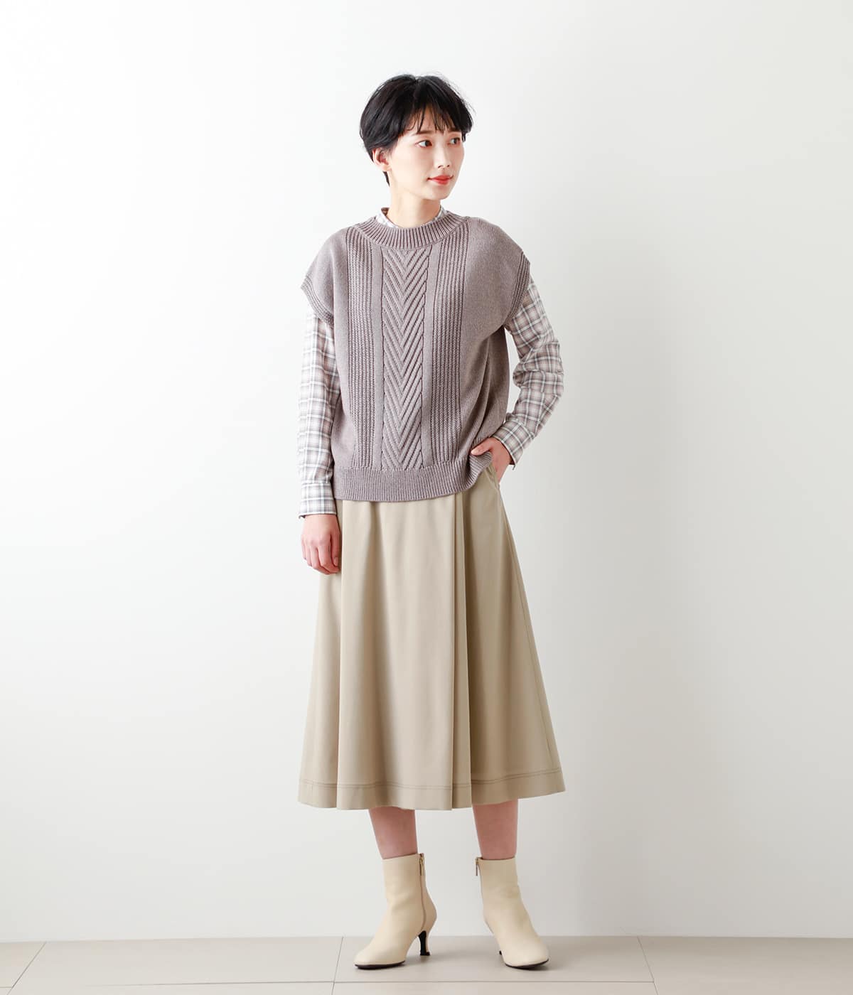 カラフルレトロチェック スタンドカラーシャツ(51616226-2022