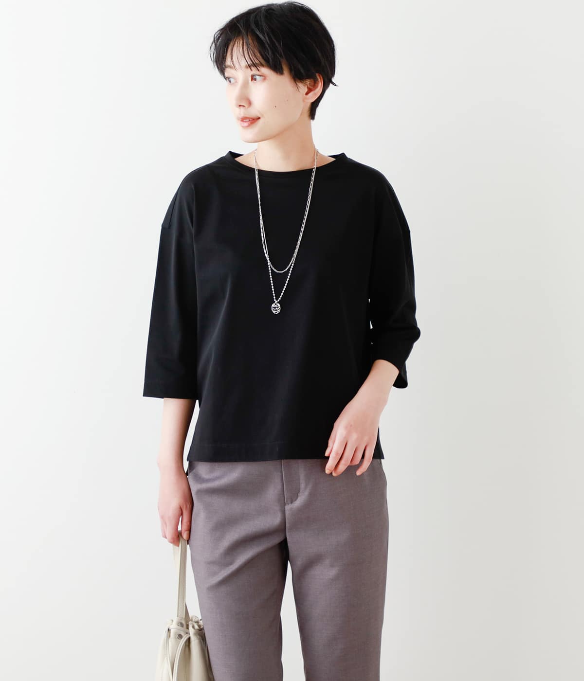 トリアセテートトリコット 7分袖Tシャツ