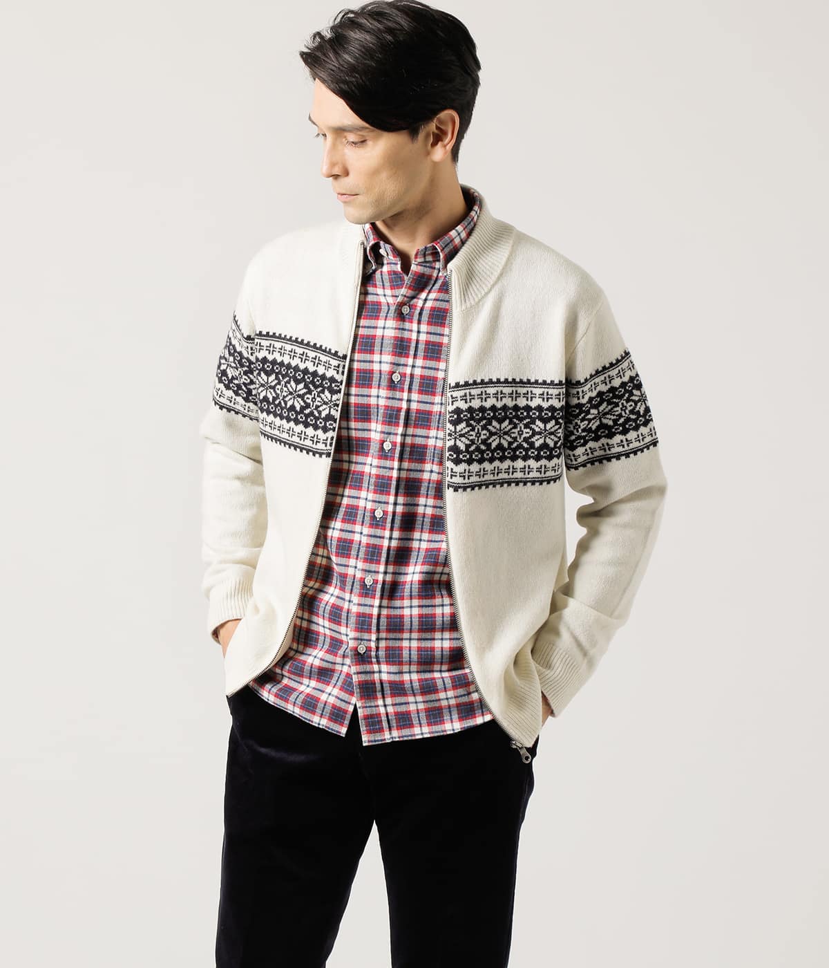 【IVORY LABEL】スノーニット スタンドハイジップ