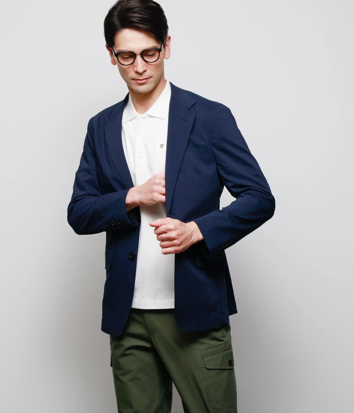 【ストレッチ・ウォッシャブル・防シワ】ハイツイストストレッチツイル ブリーカーモデルフロートジャケット(2ボタン)