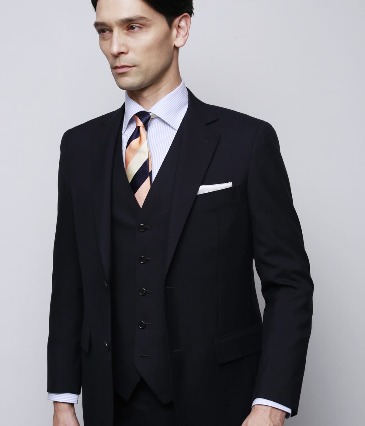 ニューヨーカー　ネイビースーツ　15号 TAILOR CLOTH ミラクルクリンプウールシルク スーツ