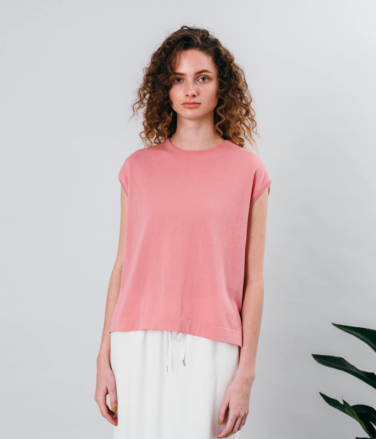 ［ICE COTTON］HighTwist Swiss Cotton フレンチスリーブニット