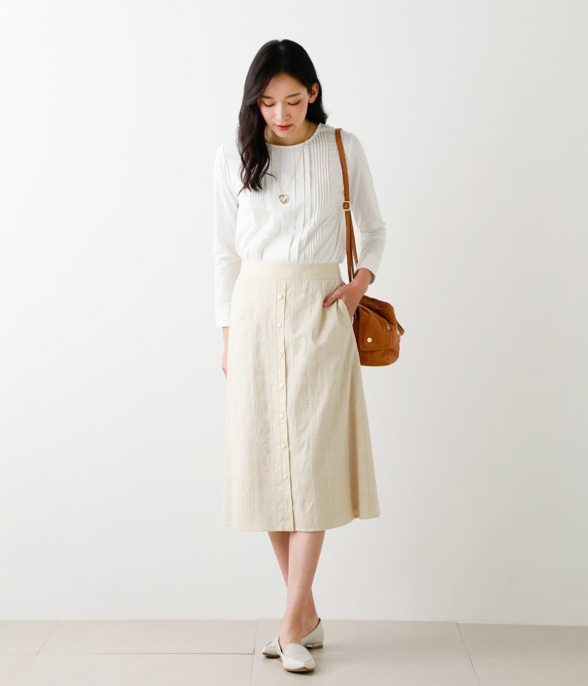 クロスチェック刺繍 Aラインスカート(51255123-2022)｜ファッション通販のNY.ONLINE