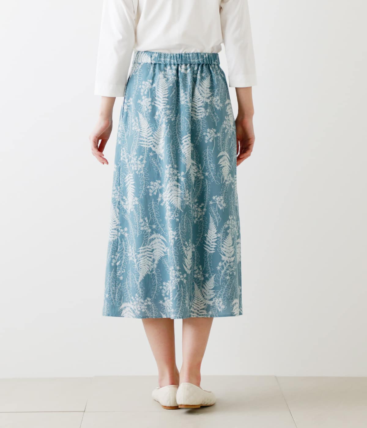 【L】サイアノプリント ラップ風スカート