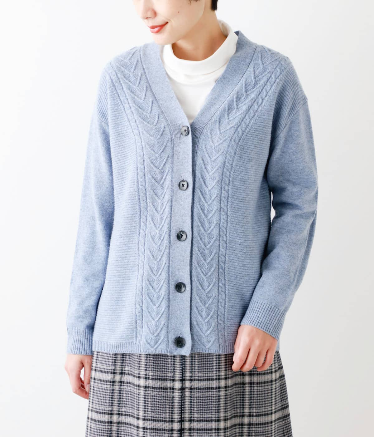L】ウールカシミヤ 12G Vネックニットカーディガン(54715671-2022 L】ウールカシミヤ 12G Vネックニットカーディガン(54715671-2022