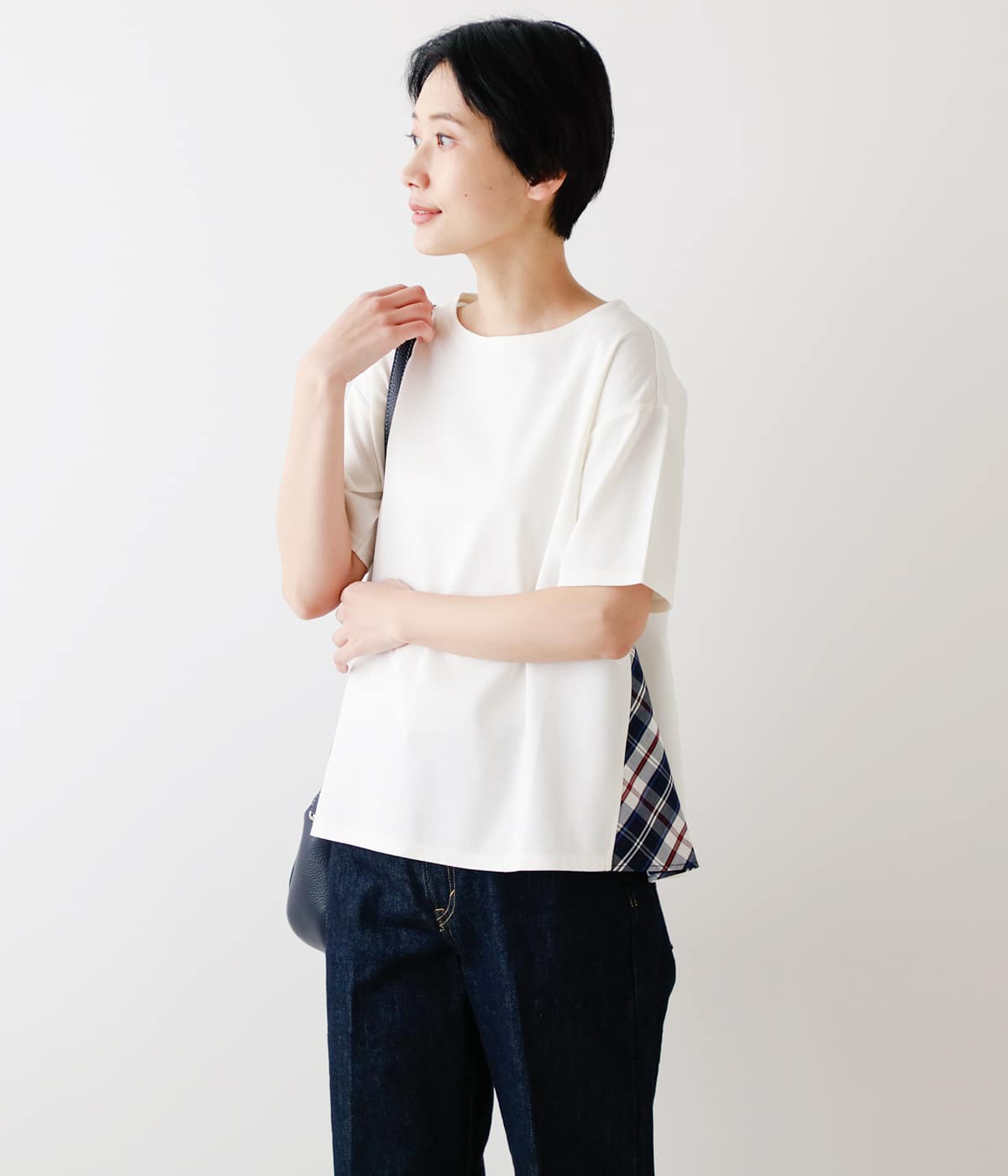 オーガニックコットンポンチ ハウスタータン切り替えTシャツ