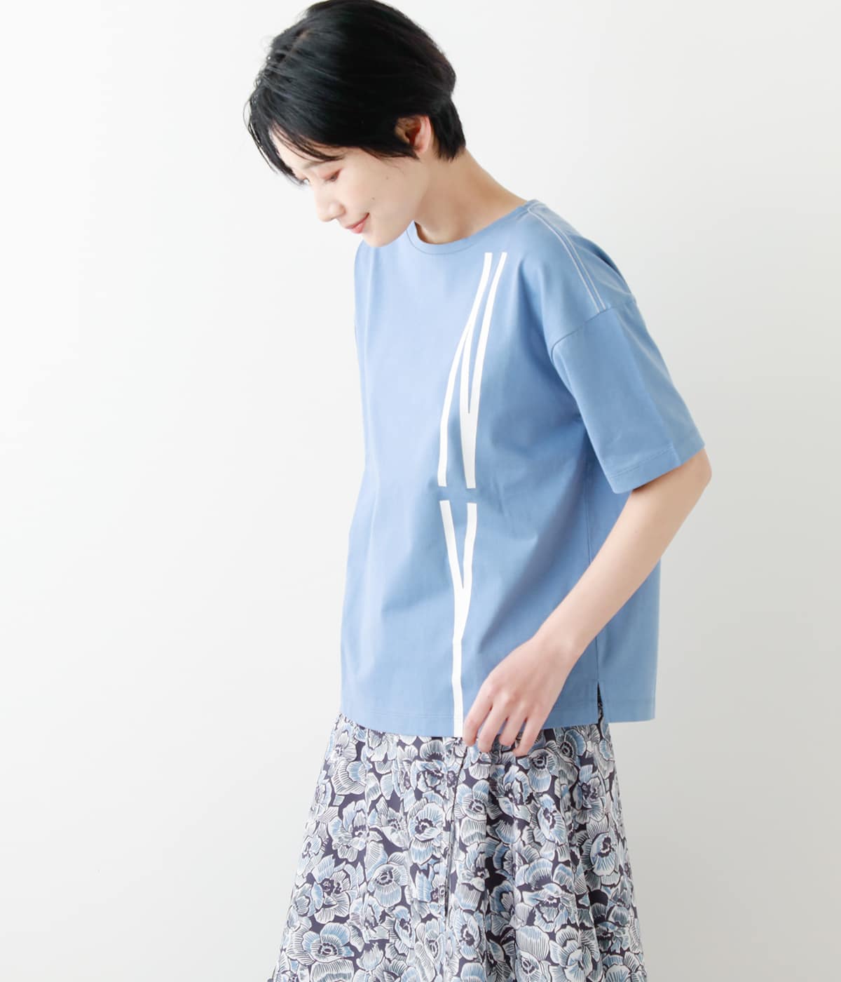 コットンハイゲージ天竺 ロゴプリントTシャツ